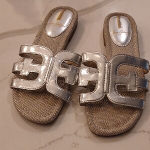 Sam Edelman Women's Bay Classic Slide Sandal. Size 8.5 Silver Platinum